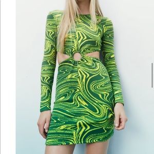 Zara 70s Long Sleeve Mini Dress